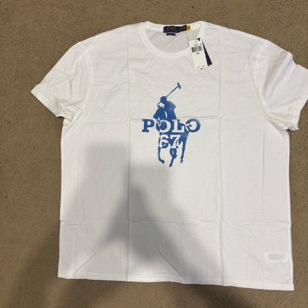 Polo by Ralph Lauren White Tee with Blue Graphic